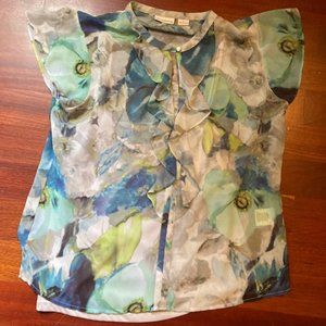 Liz Claiborne Size L Ruffle Front Top with tank top